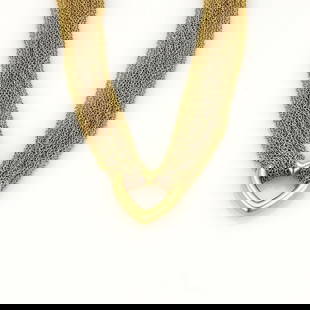 Tiffany & Co 18k Yellow Gold Heart Pendant Necklace with Toggle Clasp: Tiffany & Co 18k Yellow Gold Heart Pendant Necklace with Toggle Clasp This exquisite necklace features a stunning open heart pendant crafted from authentic 18k yellow gold, showcasing a fine polished