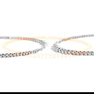 1.87ct Diamond Tennis Bangle Bracelet in 14k Rose Gold: 1.87ct Diamond Tennis Bangle Bracelet in 14k Rose Gold This exquisite contemporary flexible tennis bangle bracelet features 71 round diamonds totaling 1.87 carats, showcasing approximately E/F color a