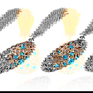 Van Cleef & Arpels 1960s 18K Yellow Gold Turquoise Pearl Drop Earrings: Van Cleef & Arpels 1960s 18K Yellow Gold Turquoise Pearl Drop Earrings These exquisite vintage earrings from Van Cleef & Arpels capture the glamour of the 1960s. Crafted from 18K yellow gold, each ear