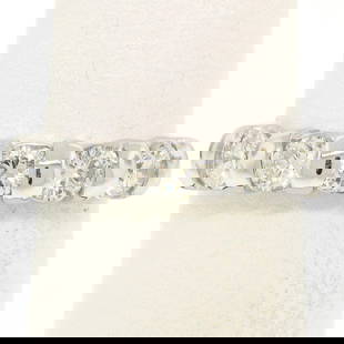Elegant 14k White Gold .80ctw Round Diamond Wedding Band Ring: Elegant 14k White Gold .80ctw Round Diamond Wedding Band Ring NEW 14k White Gold FINE.80ctw Bar Set Round Brilliant Diamond Wedding Band Ring. Main Stone Creation: Natural. Sizable: Yes. Main Stone Co