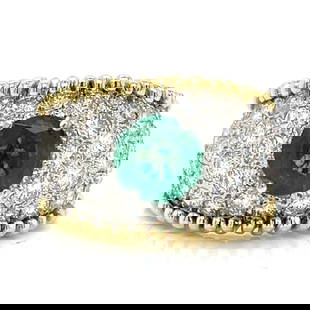 18K Yellow Gold Platinum 1.76 Ct Emerald Diamond Ring: 18K Yellow Gold Platinum 1.76 Ct Emerald Diamond Ring This stunning ring features a captivating 1.76 ct. emerald set in a luxurious combination of 18K yellow gold and platinum. The design is enhanced