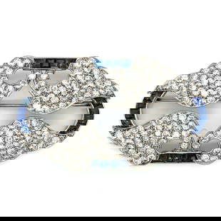 Elegant Art Deco Platinum Diamond Sapphire Brooch 12 Ct: Elegant Art Deco Platinum Diamond Sapphire Brooch 12 Ct This exquisite Art Deco brooch is crafted from high-quality platinum and features a stunning arrangement of diamonds and sapphires. The piece we