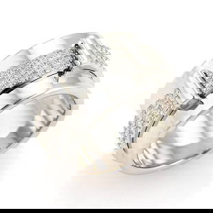 Asprey Keria 18k White Gold Diamond 12mm Spinning Band Ring Size 8: Asprey Keria 18k White Gold Diamond 12mm Spinning Band Ring Size 8 The Asprey Keria 18k White Gold & Diamond Spinning Wide Band Ring is an exquisite piece of jewelry designed for elegance and luxury.