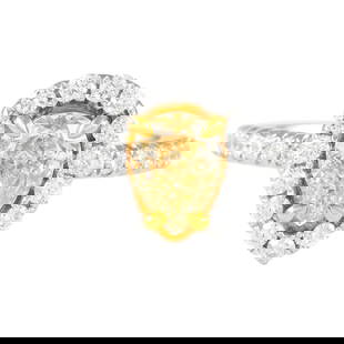 1.08ct Fancy Intense Yellow Pear Diamond Ring 18k Two-Tone 6.5 US EGL Certified: 1.08ct Fancy Intense Yellow Pear Diamond Ring 18k Two-Tone 6.5 US EGL Certified This exquisite 1.08 ct Fancy Intense Yellow Pear Diamond Ring showcases a stunning pear cut diamond set in a contemporar