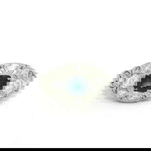 Antique Art Deco Platinum GIA Natural Blue Sapphire Diamond Ring 0.45ctw: Antique Art Deco Platinum GIA Natural Blue Sapphire Diamond Ring 0.45ctw This exquisite Antique Art Deco ring showcases a stunning natural blue sapphire, complemented by sparkling diamonds with a tota