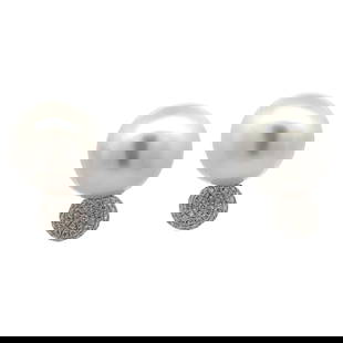 Harbor Diamonds 18K White Gold South Sea Pearl Diamond Stud Earrings 14-15MM 0.49 Carats: Harbor Diamonds 18K White Gold South Sea Pearl Diamond Stud Earrings 14-15MM 0.49 Carats These stunning stud earrings are crafted from 18 karat white gold and feature two exquisite South Sea pearls, e