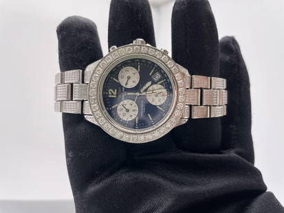 Breitling Colt A53035 Mens Watch Blue Dial Prong Diamond Bezel: Breitling Colt A53035 Mens Watch Blue Dial Prong Diamond Bezel This Breitling Colt timepiece features a striking blue dial complemented by a prong diamond bezel, making it an eye-catching accessory fo