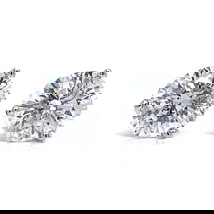 14K White Gold Diamond Stud Earrings 2.40 Ct D-E I1 Clarity: 14K White Gold Diamond Stud Earrings 2.40 Ct D-E I1 Clarity Elevate your elegance with these stunning 14K White Gold Diamond Stud Earrings, featuring two exquisite diamonds with a total weight of appr