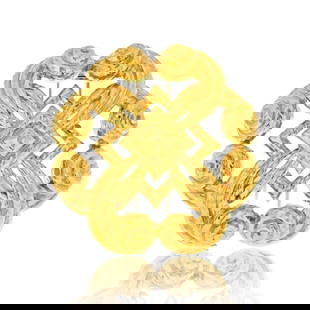 David Webb Platinum 18K Yellow Gold Scrolled Hammered Brooch 2.5 inches: David Webb Platinum 18K Yellow Gold Scrolled Hammered Brooch 2.5 inches This exquisite David Webb brooch features a stunning combination of platinum and 18K yellow gold, crafted with a scrolled hammer