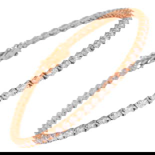 4.30ct Diamond Tennis Bracelet in 14k Rose Gold 7in Modern Design: 4.30ct Diamond Tennis Bracelet in 14k Rose Gold 7in Modern Design This exquisite diamond tennis bracelet features 62 round brilliant diamonds with a total weight of 4.30 carats. Set in luxurious 14k r