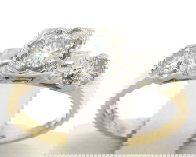 Vintage 14k Multi-Tone Gold 0.40ctw Three-Stone Diamond Engagement Ring: Vintage 14k Multi-Tone Gold 0.40ctw Three-Stone Diamond Engagement Ring This stunning Vintage 14k Yellow & White Gold Ring features an exquisite 0.40ctw three-stone illusion set design, showcasing nat