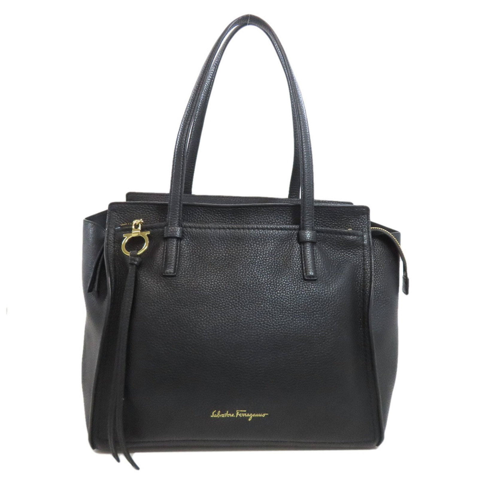 Salvatore Ferragamo Black Leather Women's Tote Bag