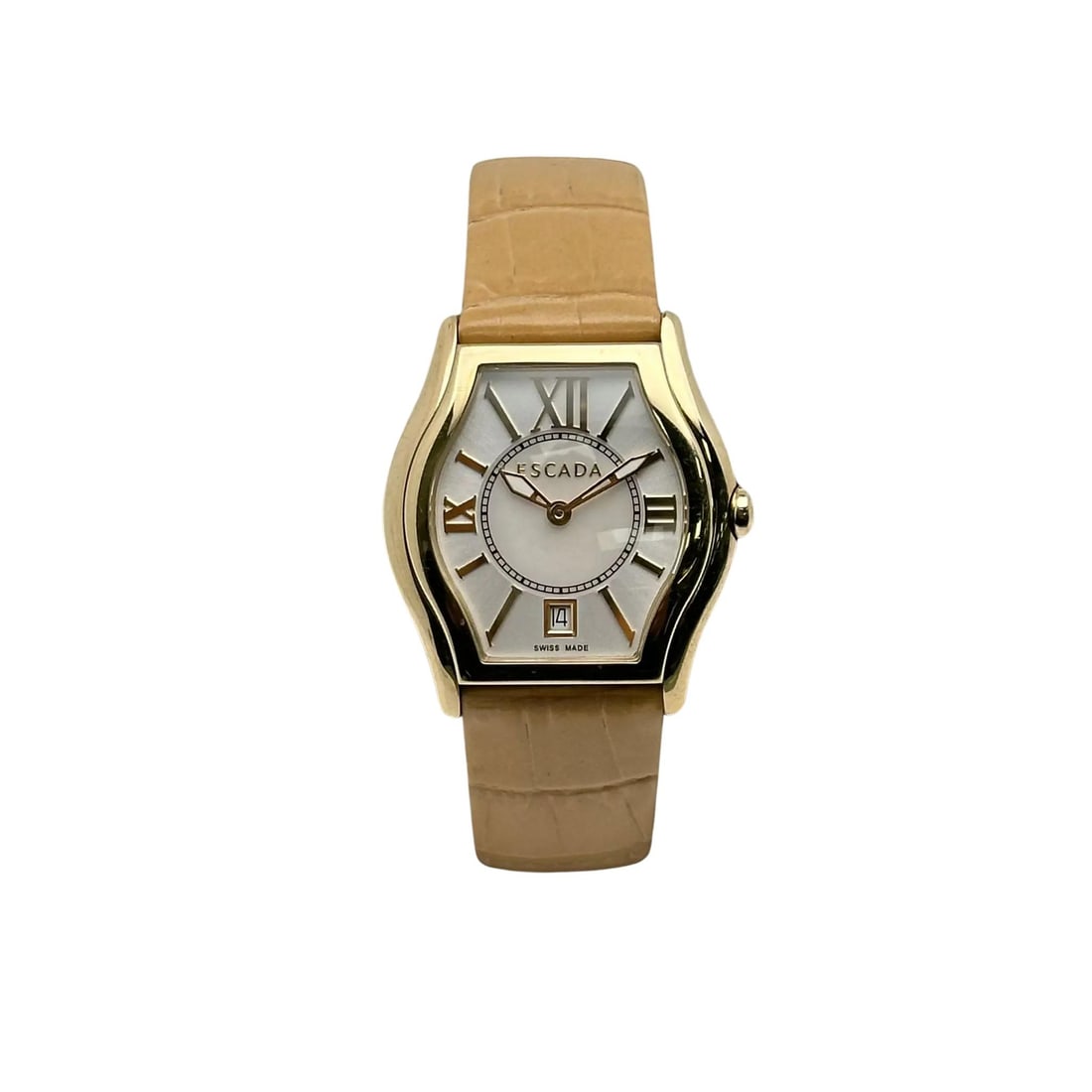 Escada Grace Gold Tone White MOP Dial Quartz Ladies Watch IWW-E3730042: Escada Grace Gold Tone White MOP Dial Quartz Ladies Watch IWW-E3730042 Presenting the Escada Grace Ladies Watch, a stylish and sophisticated accessory designed for everyday wear. This wristwatch featu