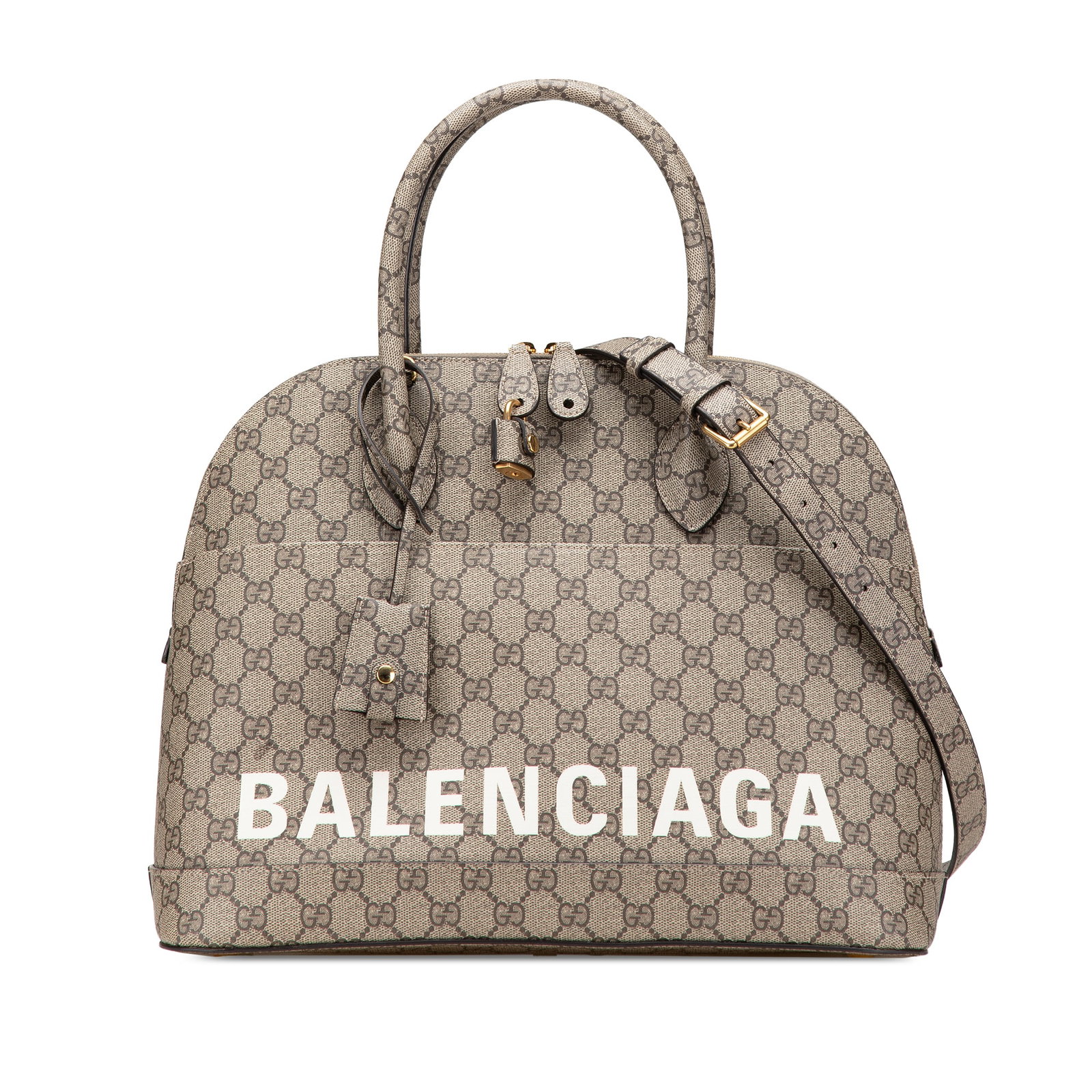Gucci Balenciaga The Hacker Project GG Supreme Ville Satchel Brown Fabric: Gucci Balenciaga The Hacker Project GG Supreme Ville Satchel Brown Fabric The Gucci Balenciaga The Hacker Project Medium GG Supreme Ville Satchel is a stylish and functional accessory crafted from coa