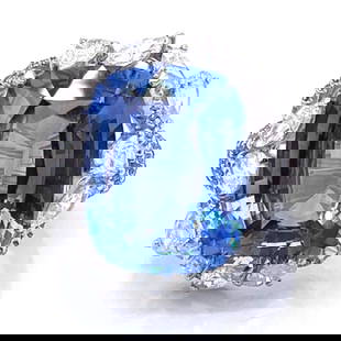 18K White Gold GIA Certified 11.28 Ct Ceylon Sapphire Diamond Ring: 18K White Gold GIA Certified 11.28 Ct Ceylon Sapphire Diamond Ring This stunning 18K White Gold ring features a remarkable GIA Certified 11.28 Ct. Ceylon Sapphire, expertly set amid 2.28 Ct. of exquis