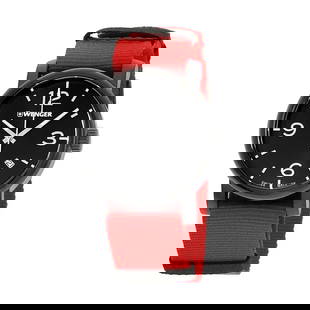 Wenger Urban Metropolitan 41mm Quartz Men's Watch Black Dial Red Nylon Strap: Wenger Urban Metropolitan 41mm Quartz Men's Watch Black Dial Red Nylon Strap Introducing the Wenger Urban Metropolitan men's wristwatch, a perfect blend of style and functionality for the modern man.