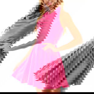 City Studios Party Pink Satin Cowlneck Fit & Flare Dress Size S: City Studios Party Pink Satin Cowlneck Fit & Flare Dress Size S Elevate your party wardrobe with this stunning CITY STUDIOS Juniors' Cowlneck Fit & Flare Satin Draped Dress in Party Pink. Designed wit