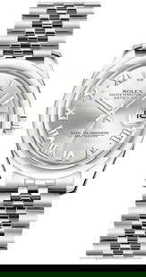 Rolex Datejust 178240 Silver Roman Dial Ladies Watch with Warranty Card: Rolex Datejust 178240 Silver Roman Dial Ladies Watch with Warranty Card This exquisite ladies' Rolex Datejust features a stunning silver Roman dial that beautifully complements its smooth bezel and Oy