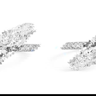 Rachel Koen 4.02Ct Oval Lab Grown Diamond Engagement Ring 18K White Gold: Rachel Koen 4.02Ct Oval Lab Grown Diamond Engagement Ring 18K White Gold This exquisite engagement ring features a stunning IGI certified oval lab-grown diamond at its center, weighing 4.02 carats. Th