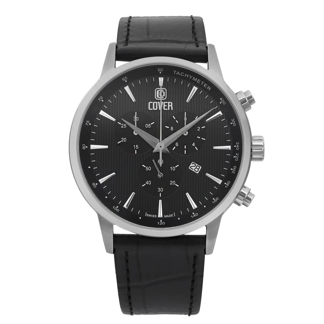 Cover 42mm Stainless Steel Quartz Watch Black Sunburst Dial: Cover 42mm Stainless Steel Quartz Watch Black Sunburst Dial Discover the elegance of the Cover 42mm Stainless Steel Black Dial Men Quartz Watch, an ideal accessory for casual wear. Featuring a strikin