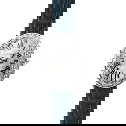 CARTIER Mini Baignoir WB520027 Ladies Watch White Gold Diamond Bezel Blue Alligator