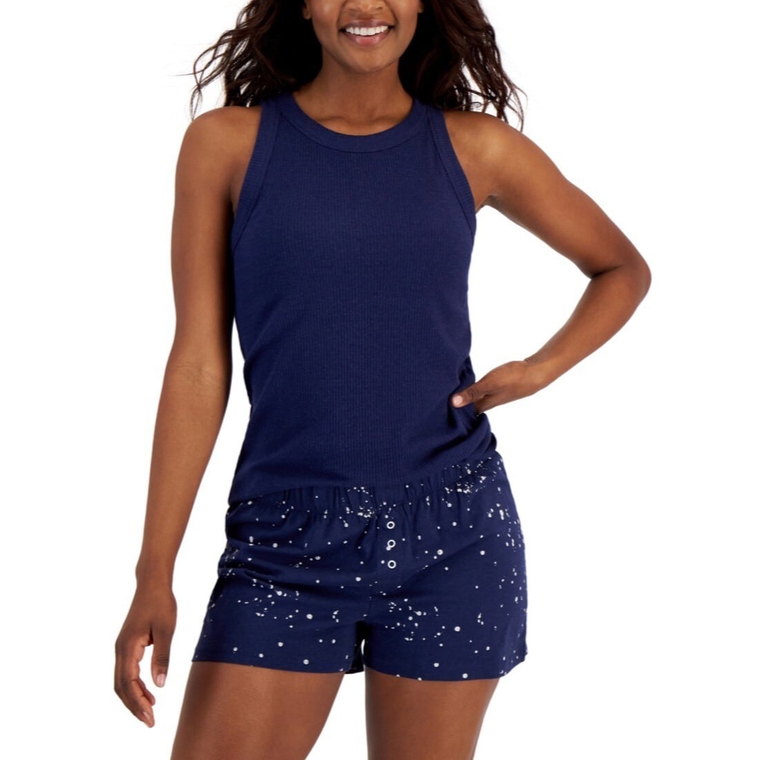 Jenni Women's Navy Sail High-Neck Pajama Tank Top XXL: Jenni Women's Navy Sail High-Neck Pajama Tank Top XXL Elevate your loungewear collection with this Jenni Women's High-Neck Pajama Tank Top in Navy Sail. Designed for comfort and style, this sleeveless