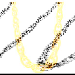Harbor Diamonds 18K Yellow Gold Interlocking Oval Link Necklace 17" 55.24g: Harbor Diamonds 18K Yellow Gold Interlocking Oval Link Necklace 17" 55.24g This stunning 18 karat yellow gold necklace showcases a graduated interlocking oval link design, offering a contemporary touc