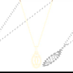 Cartier Double C Pendant Necklace 18K Rose Gold Diamonds 0.10ct: Cartier Double C Pendant Necklace 18K Rose Gold Diamonds 0.10ct Elevate your style with this exquisite Cartier Double C de Cartier diamond logo pendant necklace, expertly crafted in luxurious 18k rose