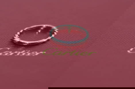 Cartier 18K White Gold Wedding Band Ring Size 52 with Pouch: Cartier 18K White Gold Wedding Band Ring Size 52 with Pouch This elegant wedding band is crafted from 18K white gold, perfect for symbolizing your everlasting love. Designed by Cartier, it features a