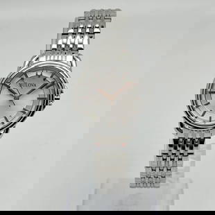 Bulova Dress Quartz Ladies Watch 30mm Silver Sunburst Dial Stainless Steel 96L171: Bulova Dress Quartz Ladies Watch 30mm Silver Sunburst Dial Stainless Steel 96L171 This Bulova Dress Ladies Watch features a sophisticated silver sticks dial with a stunning sunburst pattern. The analo