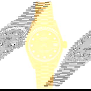 Rolex Datejust Gold Diamond Dial President Bracelet Ref 69178: Rolex Datejust Gold Diamond Dial President Bracelet Ref 69178 This exquisite Rolex Datejust is designed specifically for ladies, featuring a stunning gold diamond dial that enhances its luxurious appe