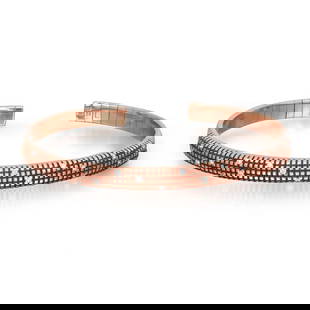 Damiani Metropolitan 18K Rose Gold Diamond Bangle Bracelet 0.32Ctw Adjustable: Damiani Metropolitan 18K Rose Gold Diamond Bangle Bracelet 0.32Ctw Adjustable Elevate your style with this stunning Damiani Metropolitan Diamond Open Flexible Bangle Bracelet, expertly crafted from lu