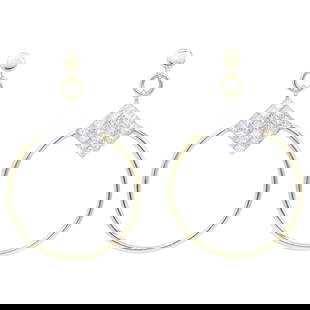Harbor Diamonds 18K Yellow Gold Diamond Hoop Earrings 4 Carats G-H SI: Harbor Diamonds 18K Yellow Gold Diamond Hoop Earrings 4 Carats G-H SI These stunning Diamond Princess Cut Hoop Earrings are crafted from 18 karat yellow gold and feature a total of 32 brilliant prince