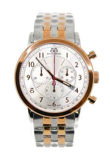 88 Rue Du Rhone Two Tone Stainless Steel Quartz Watch 42mm Ref 87WA120057: 88 Rue Du Rhone Two Tone Stainless Steel Quartz Watch 42mm Ref 87WA120057 This elegant Rue Du Rhone wristwatch features a sophisticated two-tone design crafted from high-quality stainless steel. The w