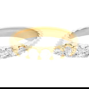Rachel Koen 14K Yellow Gold Diamond Wedding Band 0.50cttw Size 6.5: Rachel Koen 14K Yellow Gold Diamond Wedding Band 0.50cttw Size 6.5 This elegant ladies' wedding band features five sparkling round cut diamonds, secured in a prong setting, beautifully crafted in 14K