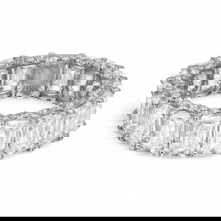 Rachel Koen 18K White Gold Emerald Cut Lab Grown Diamond Eternity Band Ring 8.75 Ct: Rachel Koen 18K White Gold Emerald Cut Lab Grown Diamond Eternity Band Ring 8.75 Ct This exquisite prong set eternity band ring features 18 stunning Emerald cut lab-grown diamonds, showcasing a total