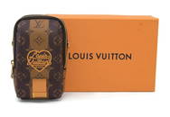 Louis Vuitton Nigo Flap Double Phone Pouch M81005 Authentic Canvas Brown