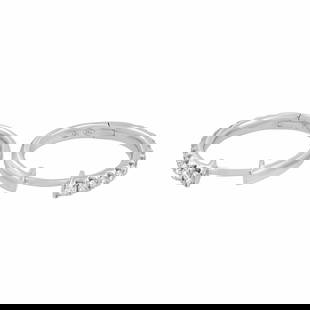 Rachel Koen 18K White Gold 0.58ct Diamond Hoop Earrings G VS1: Rachel Koen 18K White Gold 0.58ct Diamond Hoop Earrings G VS1 These elegant hoop earrings by Rachel Koen are crafted from luxurious 18K white gold and adorned with sparkling round cut diamonds. Each e