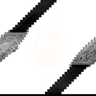 Franck Muller Curvex Diamond Arabic Dial Leather Watch Ref 2852BQZ with Papers: Franck Muller Curvex Diamond Arabic Dial Leather Watch Ref 2852BQZ with Papers This Franck Muller Curvex watch features a stunning diamond Arabic dial set within a 32mm case, perfect for unisex wear.
