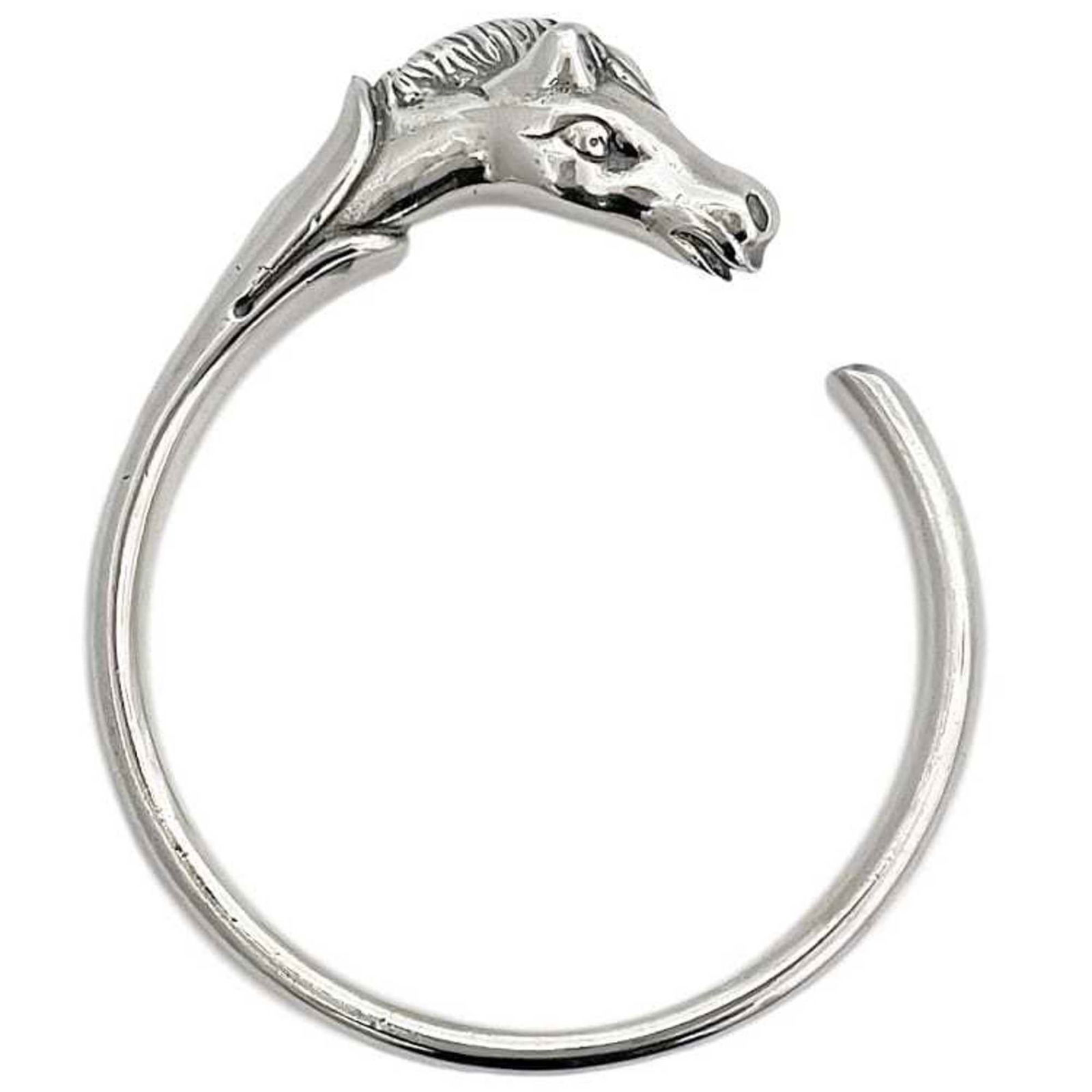 〈最終価格〉Hermes Cheval Double Head Bangle HERMES Logo Cheval Double Horse Head Bangle Bracelet Silver