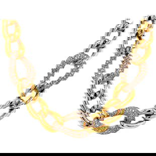 Contemporary 8.21ct Diamond Cuban Link Necklace in 18k Yellow Gold: Contemporary 8.21ct Diamond Cuban Link Necklace in 18k Yellow Gold This stunning 8.21ct Diamond Cuban Link Necklace features a contemporary design crafted from 18k yellow gold. It showcases 783 round