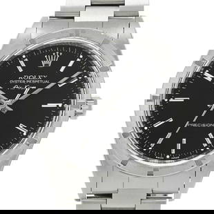 ROLEX Air King 14010M Automatic Watch Black Dial Oyster Bracelet: ROLEX Air King 14010M Automatic Watch Black Dial Oyster Bracelet This ROLEX Air King 14010M wristwatch combines timeless elegance with robust functionality. Manufactured around 2000, it features an au
