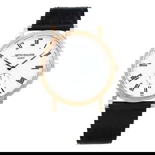 Patek Philippe Calatrava 36mm 18K Rose Gold Watch 5119R-001: Patek Philippe Calatrava 36mm 18K Rose Gold Watch 5119R-001 Experience luxury with the Patek Philippe Calatrava wristwatch, a stunning example of fine Swiss craftsmanship. This timepiece features a 36