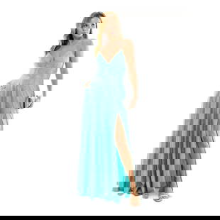 B Darlin Juniors High-Slit Glitter Formal Gown Seafoam Silver 5/6: B Darlin Juniors High-Slit Glitter Formal Gown Seafoam Silver 5/6 Make a statement at your next formal event with this stunning B Darlin Juniors' High-Slit Glitter Long Gown in Seafoam Silver. This br