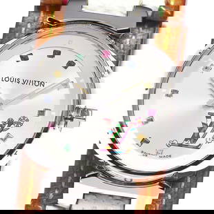 LOUIS VUITTON Tambour Takashi Murakami Ladies Watch Ref Q12130 28mm: LOUIS VUITTON Tambour Takashi Murakami Ladies Watch Ref Q12130 28mm Explore the elegance of the LOUIS VUITTON Tambour watch, a stunning collaboration with Takashi Murakami, designed for ladies. This p