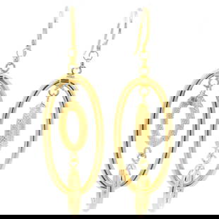14K Solid Gold Textured Oval Link Dangle Drop Earrings: 14K Solid Gold Textured Oval Link Dangle Drop Earrings Elevate your style with these exquisite Solid 14k Gold Puffed Design Polished & Textured Oval Link Dangle Drop Earrings. Expertly crafted from ge