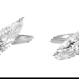 Rachel Koen Pear Cut Lab Grown Diamond Engagement Ring 18K White Gold IGI Certified 4.01Ctw: Rachel Koen Pear Cut Lab Grown Diamond Engagement Ring 18K White Gold IGI Certified 4.01Ctw This exquisite engagement ring features a stunning pear shape lab grown diamond at its center, elegantly set
