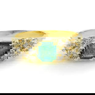 Rachel Koen Emerald Diamond Cocktail Ring 14K Yellow Gold 0.96ctw Size 5.25: Rachel Koen Emerald Diamond Cocktail Ring 14K Yellow Gold 0.96ctw Size 5.25 Elevate your jewelry collection with this exquisite Rachel Koen cocktail ring, crafted in luxurious 14K yellow gold. The cen