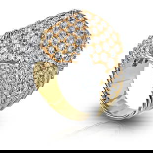 18K Yellow Gold Pave Diamond Cocktail Ring 6.5 Cts Estate: 18K Yellow Gold Pave Diamond Cocktail Ring 6.5 Cts Estate This stunning 18K Yellow Gold Pave Diamond Pyramid Cocktail Ring features a captivating pyramid design encrusted with approximately 6.5 carats
