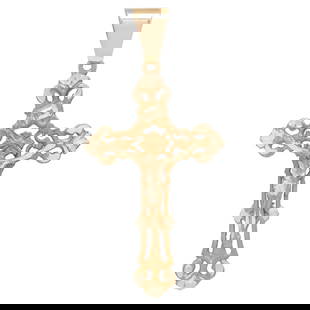 Rachel Koen 14K Yellow Gold Filigree Cross Pendant Necklace: Rachel Koen 14K Yellow Gold Filigree Cross Pendant Necklace This exquisite Rachel Koen crucifix filigree cross pendant is crafted from lustrous 14K yellow gold, making it a stunning piece for any jewe